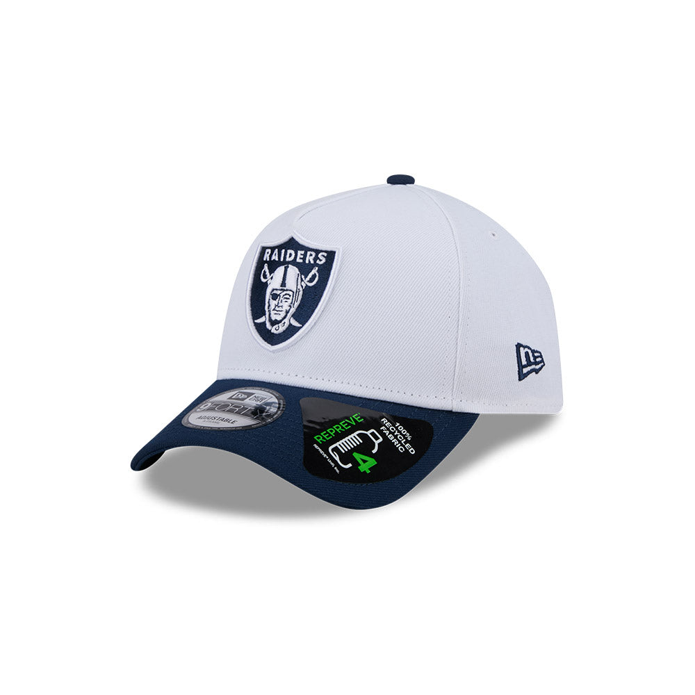 Las Vegas Raiders Hat - 2-Tone Oceanside Blue Repreve 9Forty A-Frame NFL Snapback Cap - New Era